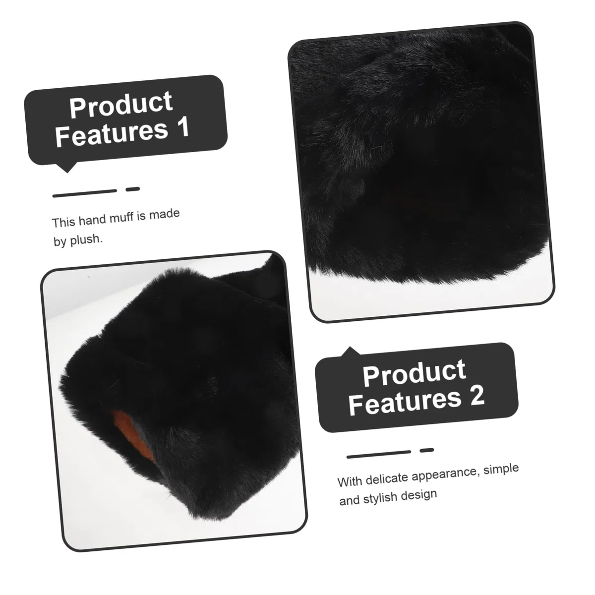 ibasenice Manguito Más Cálido Guantes Felpa Cálida De Invierno Conejo para Pelo Negro Calienta Chicas Conduciendo Bolsa De Punto Térmico Forrado Las Manos Felpa Corta Black