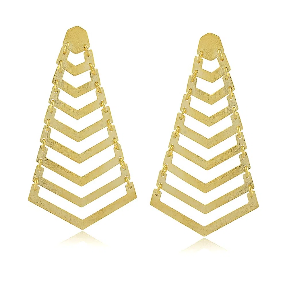 Pendientes Largos Cascade chapados en Oro 18K, Joya para fiesta, Versátiles y Atemporales, Pendientes Ligeros y Geometricos, Regalo Único para Mujer