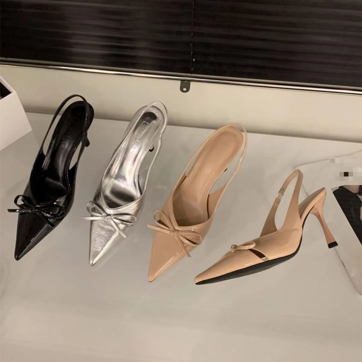 Zapatos Mujer Punta Fina Lazo Tacón Aguja Boda Noche