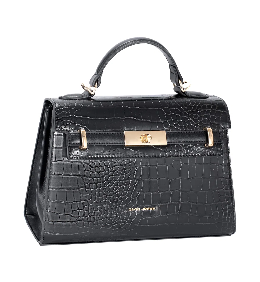David Jones - Bolso de mano para mujer, piel sintética de cocodrilo, tamaño mediano, 2 compartimentos, elegante clásico de noche y fin de semana