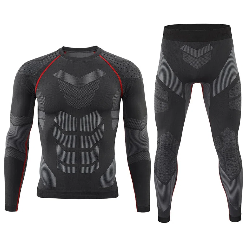 Conjunto De Camiseta Y Medias De Ropa Interior Atlética Sin Costuras De Compresión De Capa Base De Manga Larga para Hombre