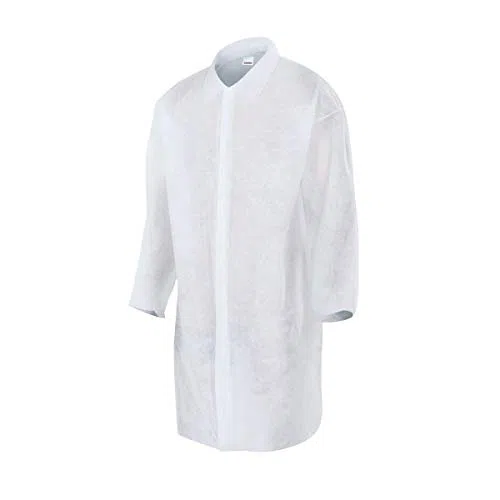 Pack de 100 Batas Desechables de Polipropileno 35 g/m² Talla XL – Manga Larga Tipo Raglán, Cuello Camisa, Cierre con Cinta Autoadherente - 100 Unidades