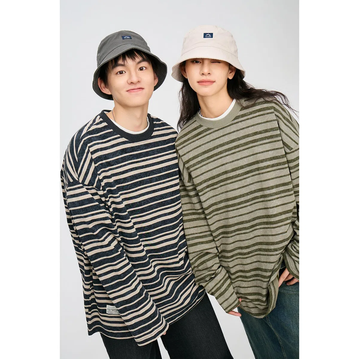 Camiseta Unisex De Algodón Pesado, Camiseta De Manga Corta Informal, Suave Y De Gran Tamaño,Básica,Camiseta A Rayas De Manga Larga, Cuello Redondo Holgado.