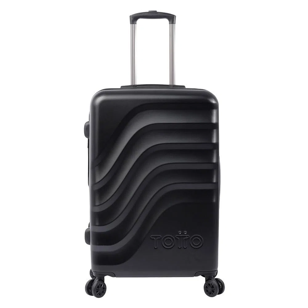 TOTTO - Maleta Rígida Mediana, Modelo Bazy+, 43.5 x 69 x 26 cm, Capacidad 64 L, Expandible, Alta Resistencia a Impactos, Ruedas 360º, Manija Telescópica, Correas Internas, Candado TSA, Color Negro