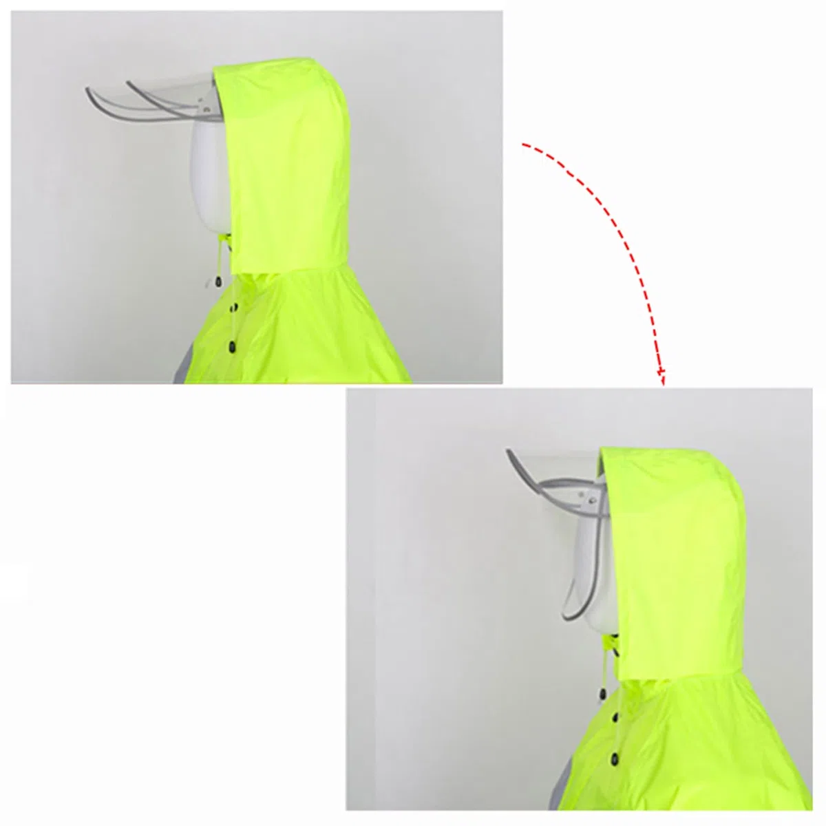 Ciclismo de la Motocicleta Trajes de Lluvia Pesca Impermeable Abrigo de Lluvia con Capucha, Ligero, Transpirable, Ponchos de Lluvia de Alta Visibilidad para Senderismo, Viajar, Acampar