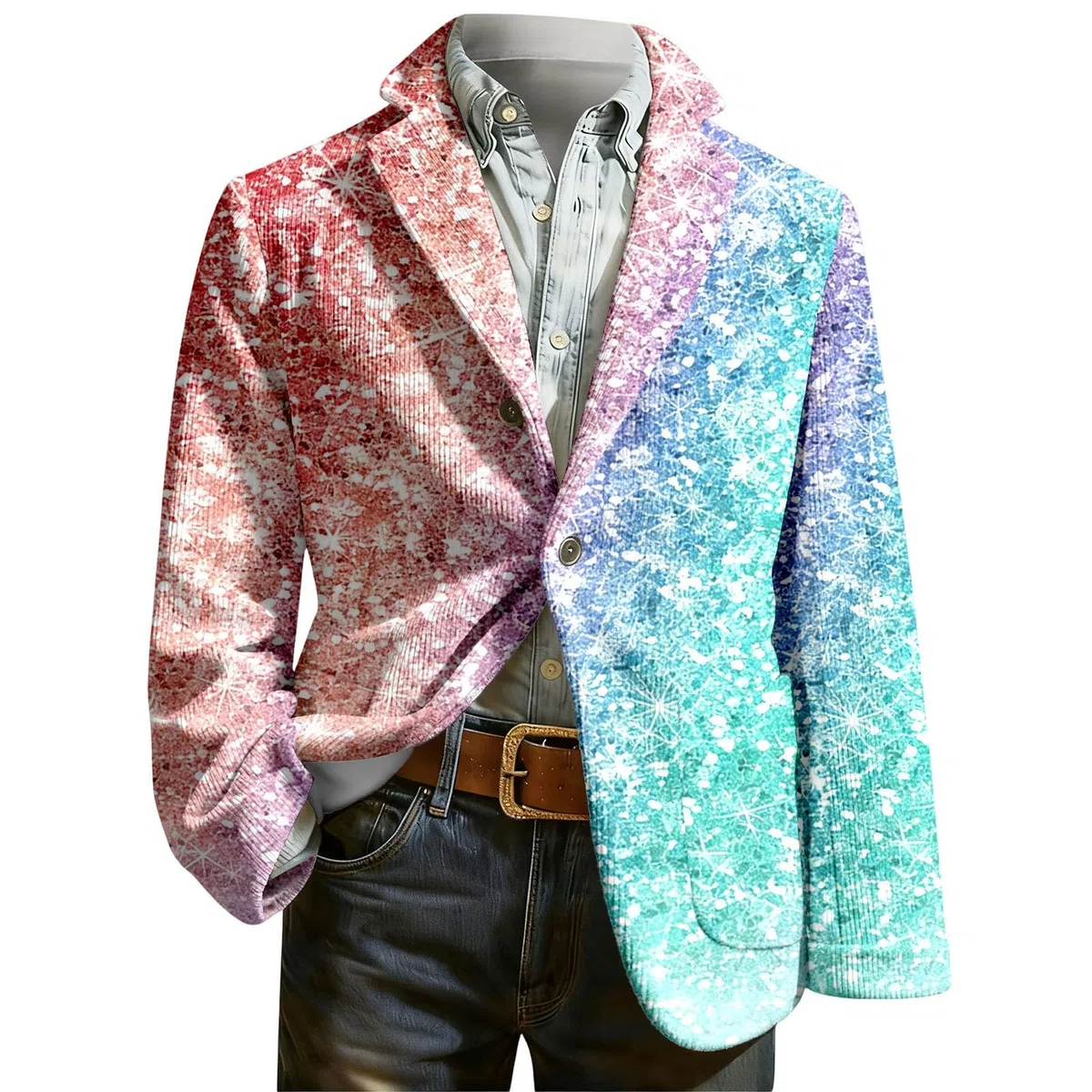 Elegante chaqueta de pana con estampado de esmoquin para hombre, estilo casual para fiestas, bodas y eventos formales, discoteca, escenario