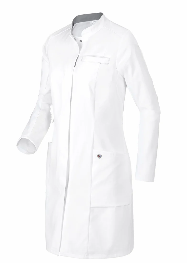 BP 1746-684-21-38n - Bata de médico para mujer, manga larga, con insertos elásticos, 200,00 g/m², mezcla de tela con elástico, color blanco, 38N