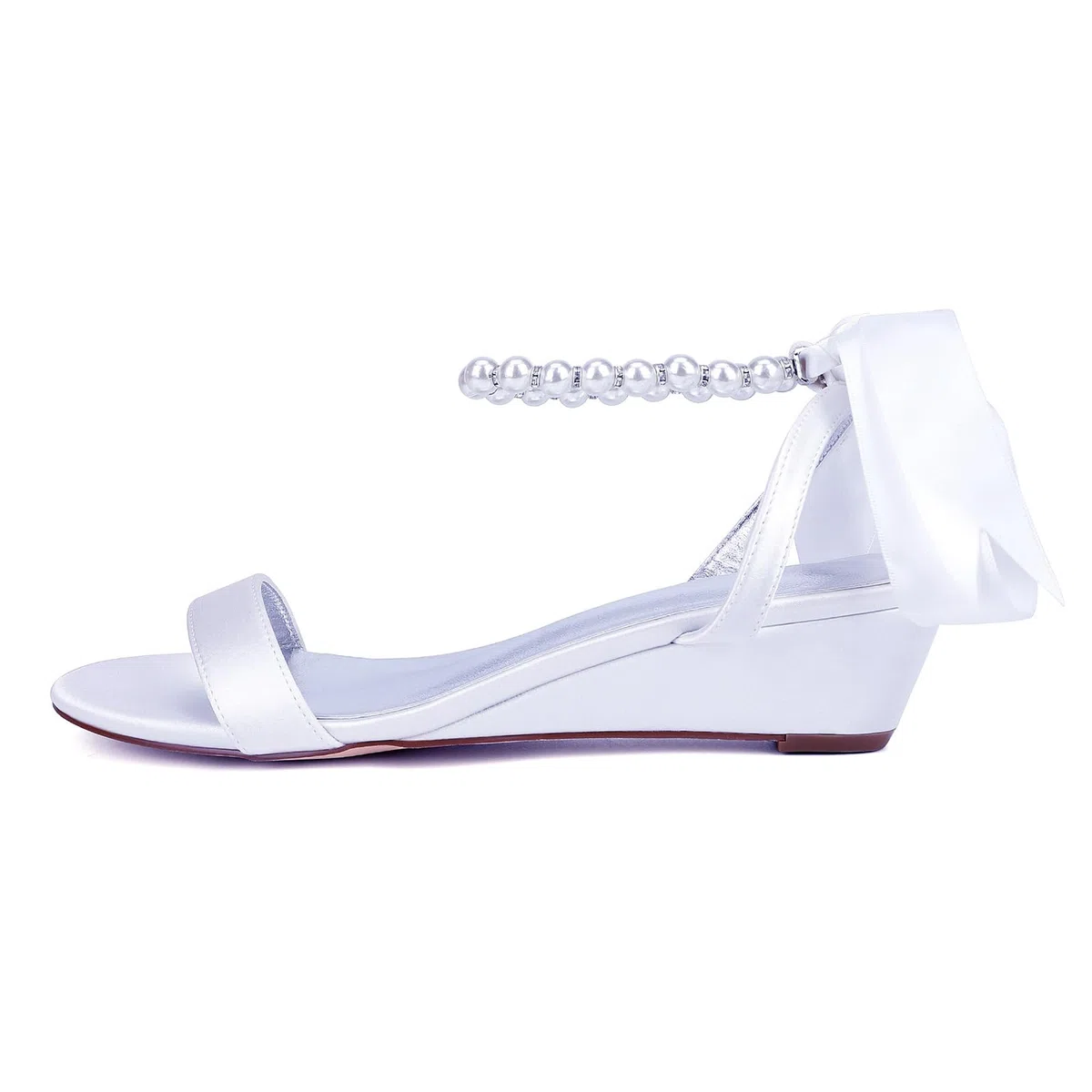 Damas Sandalias Perla Tobillo Zapatos Novias Honor Abierta Detacón Cuña Bodas 4Cm