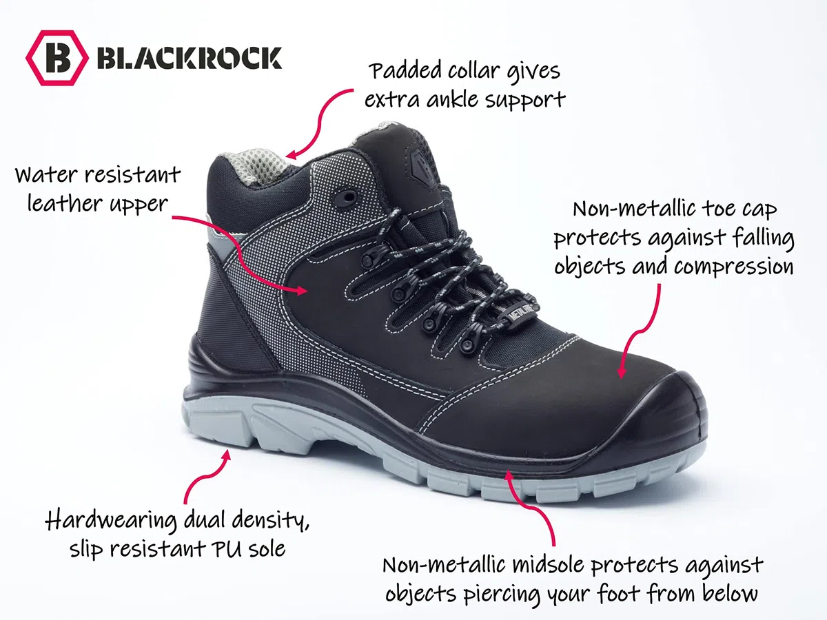Botas de seguridad Blackrock Carson Composite S3, botas de trabajo con puntera de material compuesto, para hombre y mujer, ligeras, de ajuste ancho, sin metal, resistentes al agua