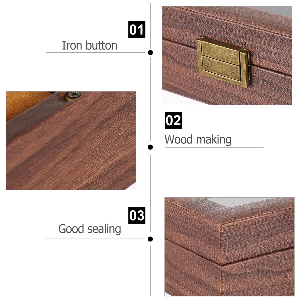 Homoyoyo Caja de Colección de Relojes de Madera 3 Compartimentos