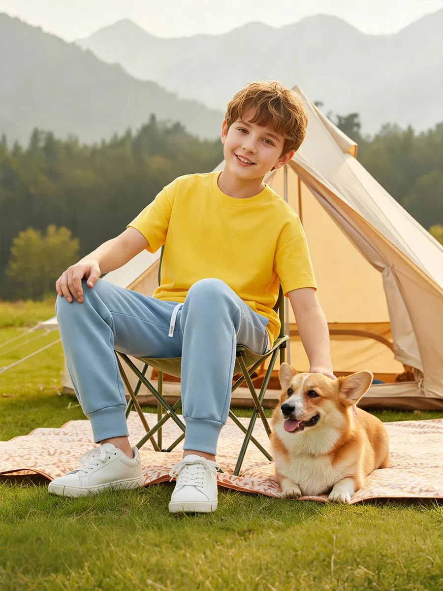 Holure Pantalones de chándal para niños de algodón con bolsillos con cremallera, cintura ajustable, pantalones de ocio suaves para deporte, escuela, paquete de 1/3 unidades