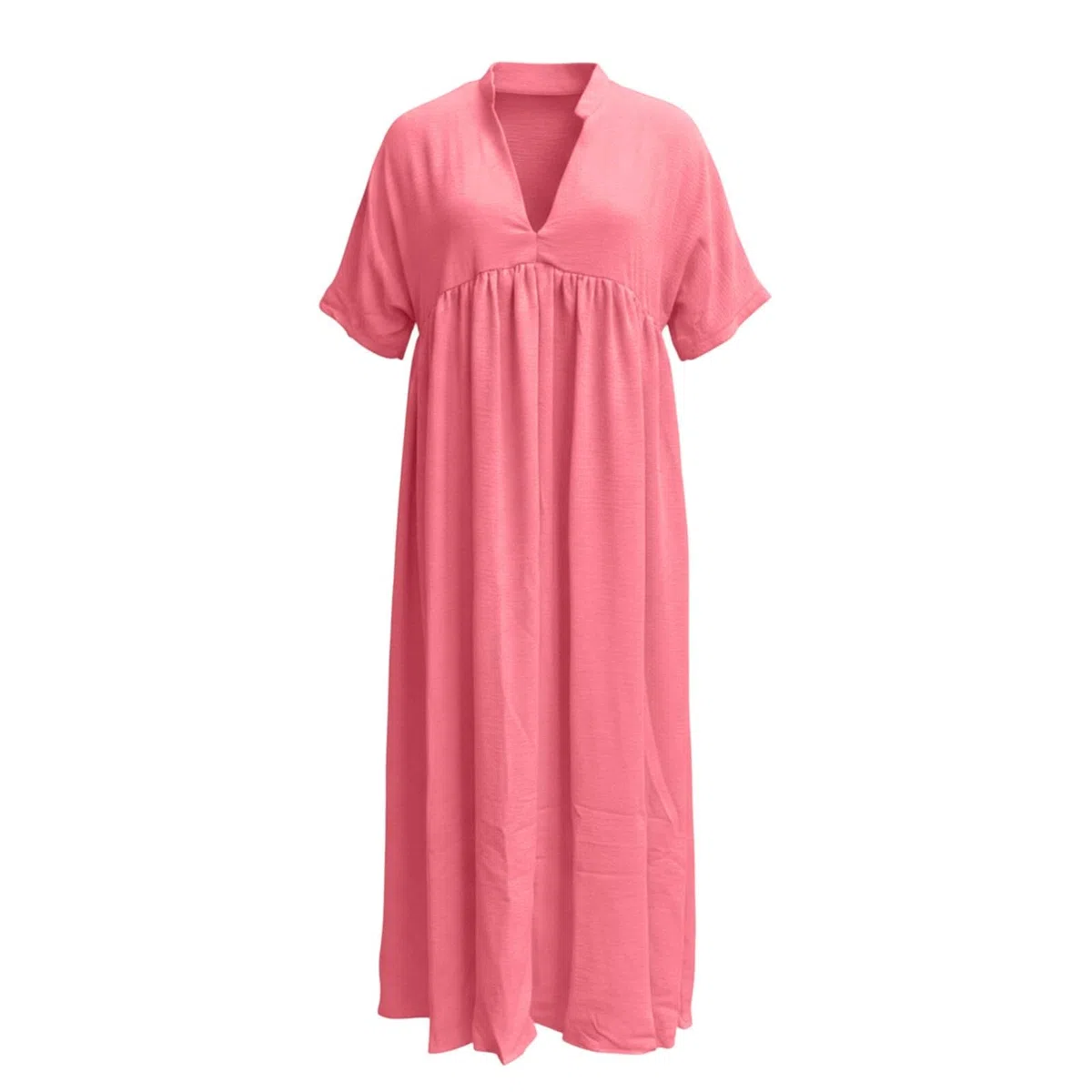 Vestido de Playa Holgado de Color Liso para Mujer con Escote en V.
