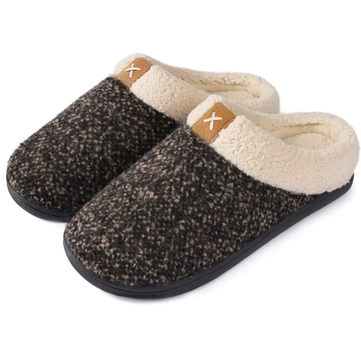 ULTRAIDEAS Zapatillas de Casa para Hombres de Espuma Viscoelástica con Forro de Felpa, sin Cordones, con Suela de Goma Antideslizante para Interiores y Exteriores