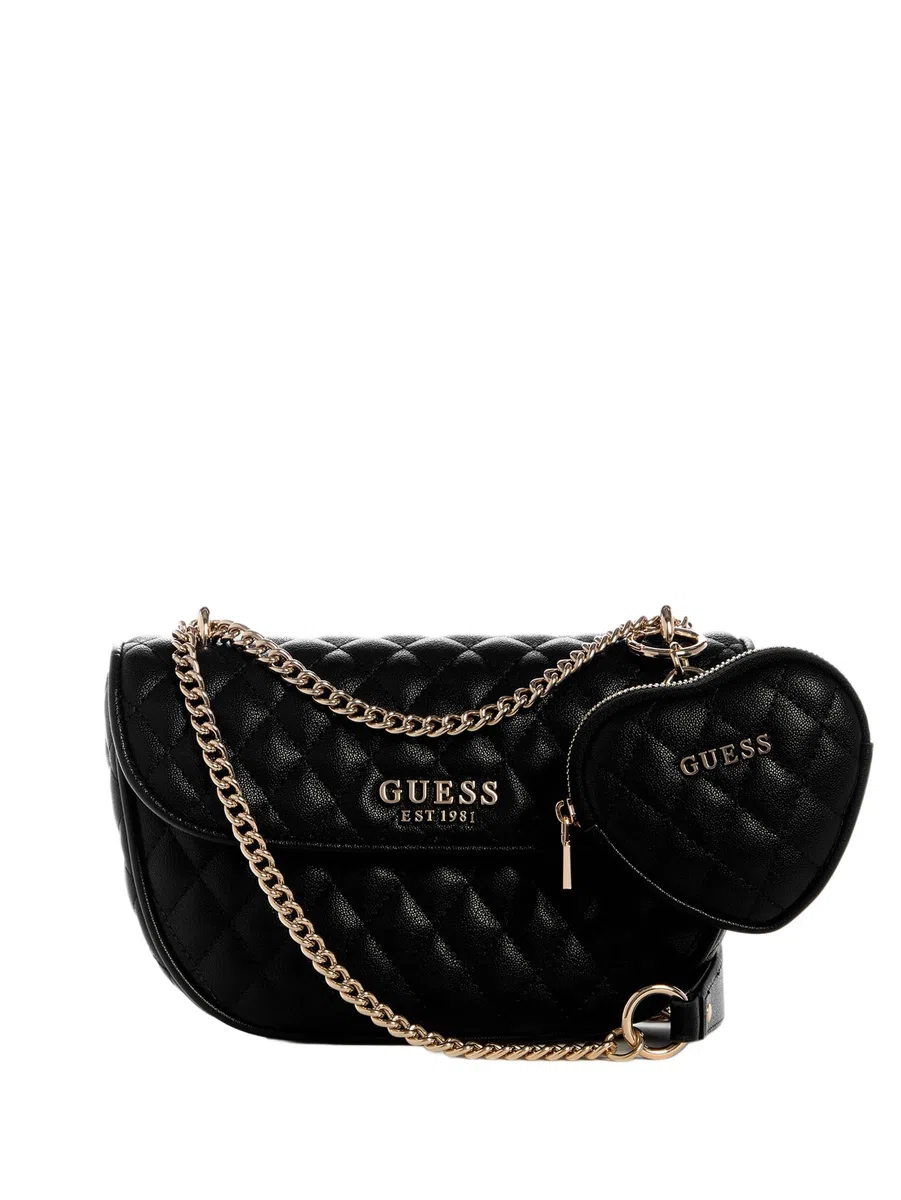 GUESS Atabey - Solapa para hombro convertible Atabey, negro, One Size, con solapa bandolera convertible