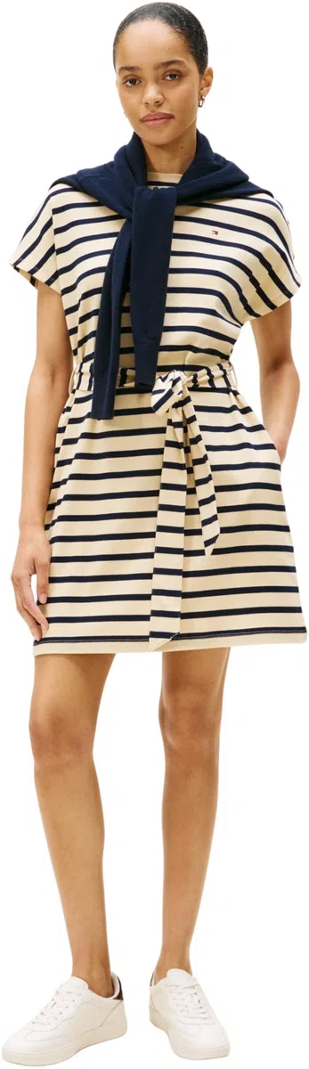 Tommy Hilfiger Gold Button Jersey F&f Dress Ww0ww49239 Vestido Acampanado Mujer (Pack de 1)
