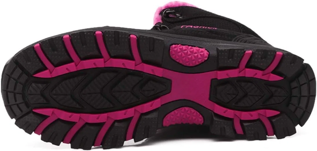 Botas De Montaña Unisex De Caña Alta para Exteriores Cálidas Botas De Montañismo Antideslizantes Zapatos De Senderismo Y Trekking para Hombre Y Mujer 8013, Black Pink, 6.5 UK