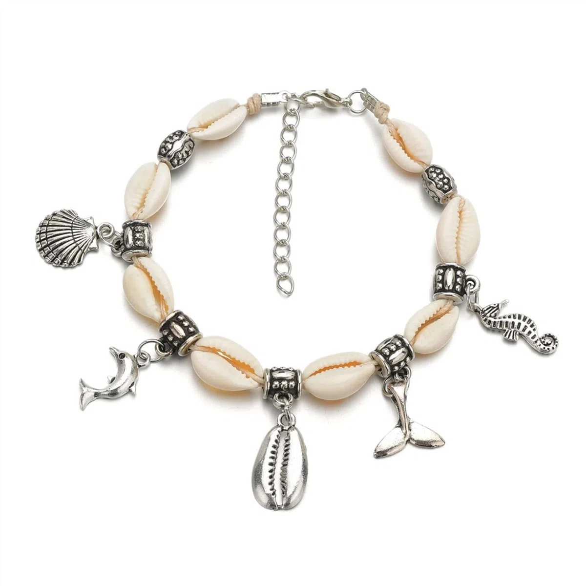 Pulseras De Tobillo con Colgante De Concha De Delfín Vintage Creativo, Tobilleras Ajustables para Mujer Tobilleras para Mujer,