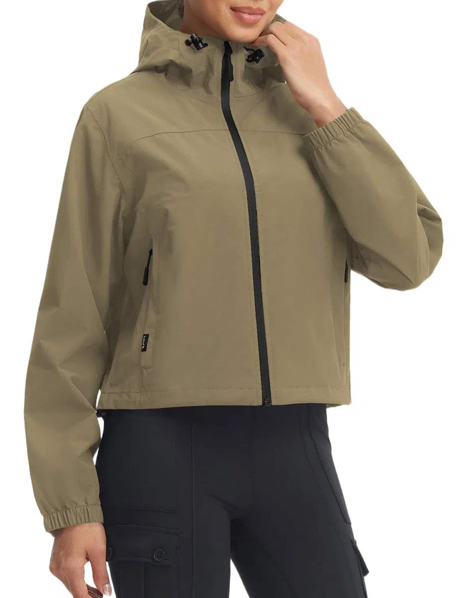 baleaf Chaquetas impermeables con capucha para mujer, cortavientos, ligera, corta para mujer, para senderismo, senderismo, ciclismo