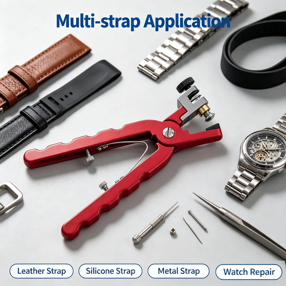 Alicates de corte de correa de reloj, herramienta de corte de correa de reloj ajustable, alicates de extracción de eslabones de reloj de aleación de aluminio para correas de reloj de silicona