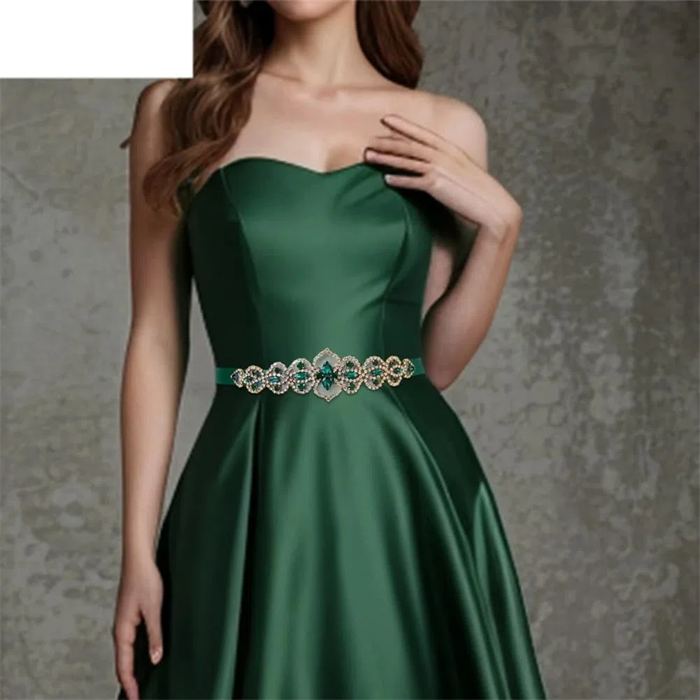 Cinturón de diamantes de imitación para novia, vestido de Navidad, accesorios de fiesta