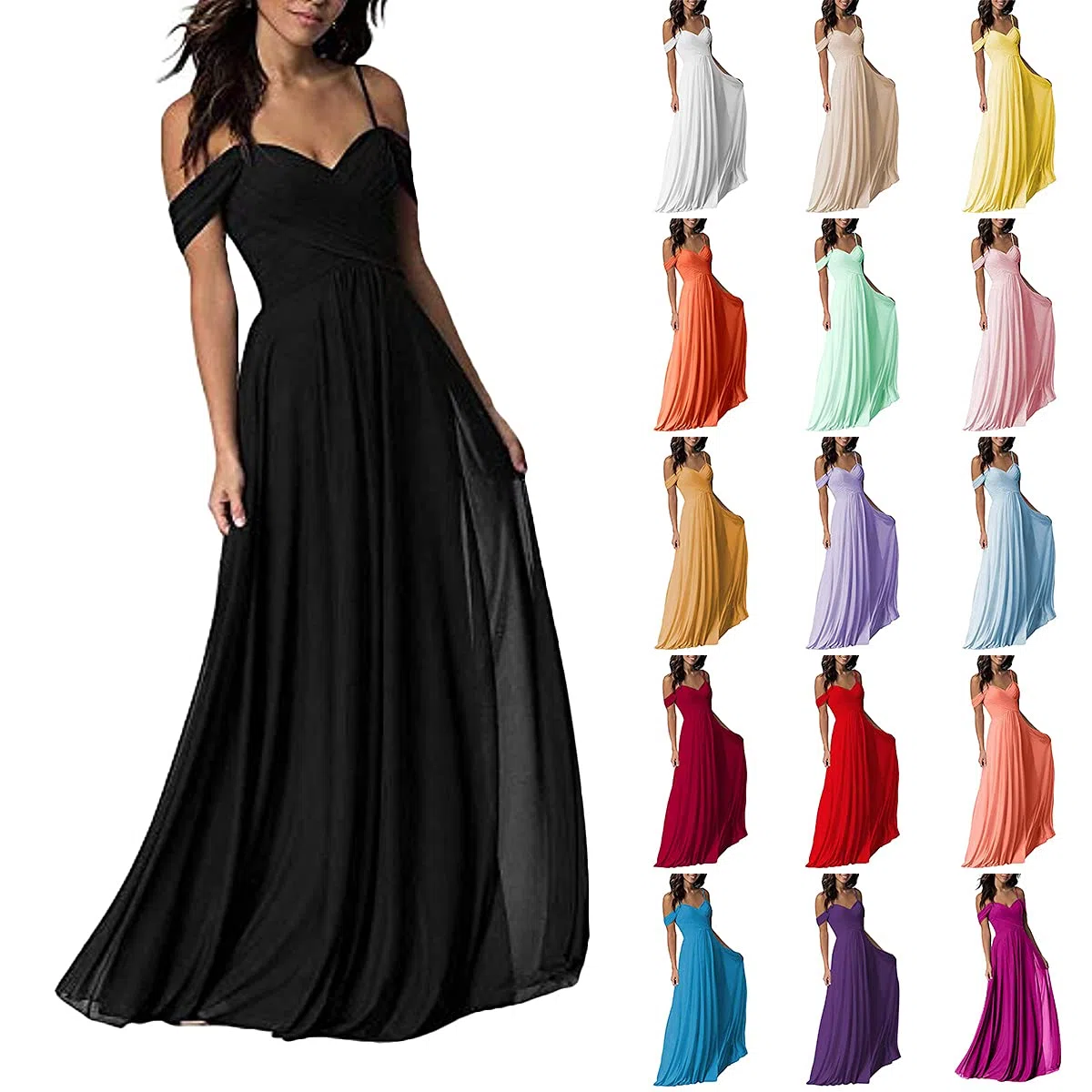 Tomwell Vestido Largo de Dama de Honor Cuello en V Sin Mangas Cóctel Vestidos de Noche de Elegante Sin Respaldo Fiesta Dresses