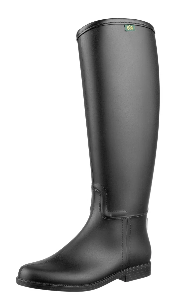 USG Happy Boot Starter Botas de equitación negro mate 100% impermeables EU 33, 42 hombres, unisex, para adultos, clásicas, planas, impermeables, para equitación, festividad, naturaleza
