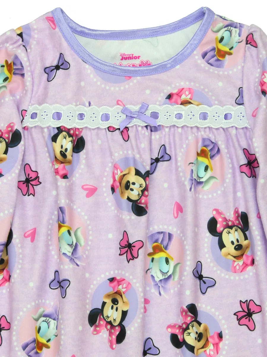 Disney Minnie Mouse Toddler Girls Granny Gown Nightgown (3T, Purple)