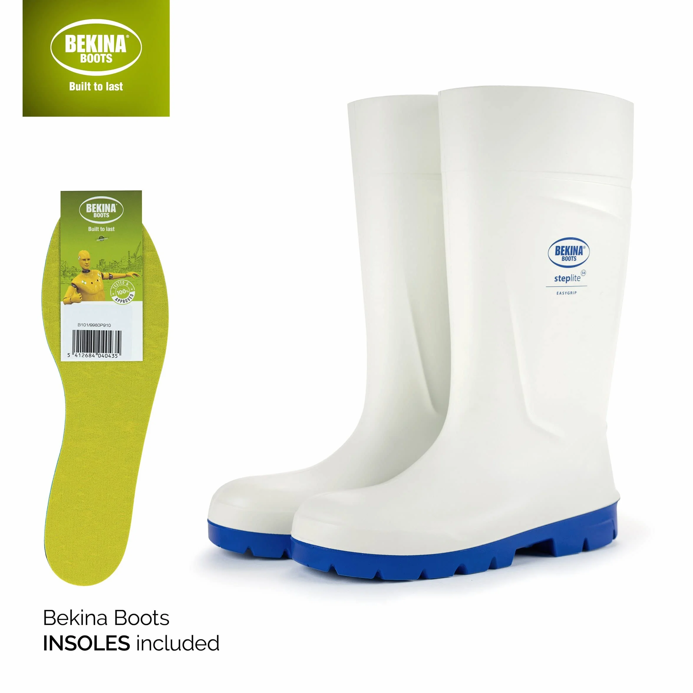 Botas de Seguridad con Puntera de Acero para la Industria alimentaria, fáciles de Limpiar y desinfectar, Incl. Suela incrustada para pies Secos, Gran Comodidad de Uso, Blanco, EU 47