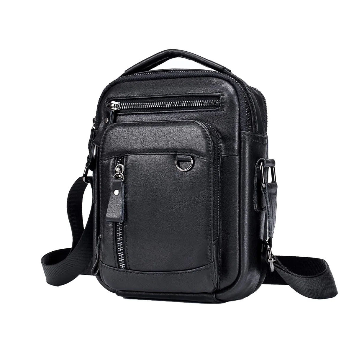 pundarika Bolso de hombro pequeño de cuero genuino para hombre, bolsas de hombre para hombre, bolso cruzado, bolsa de mensajero, correa de hombro ajustable.