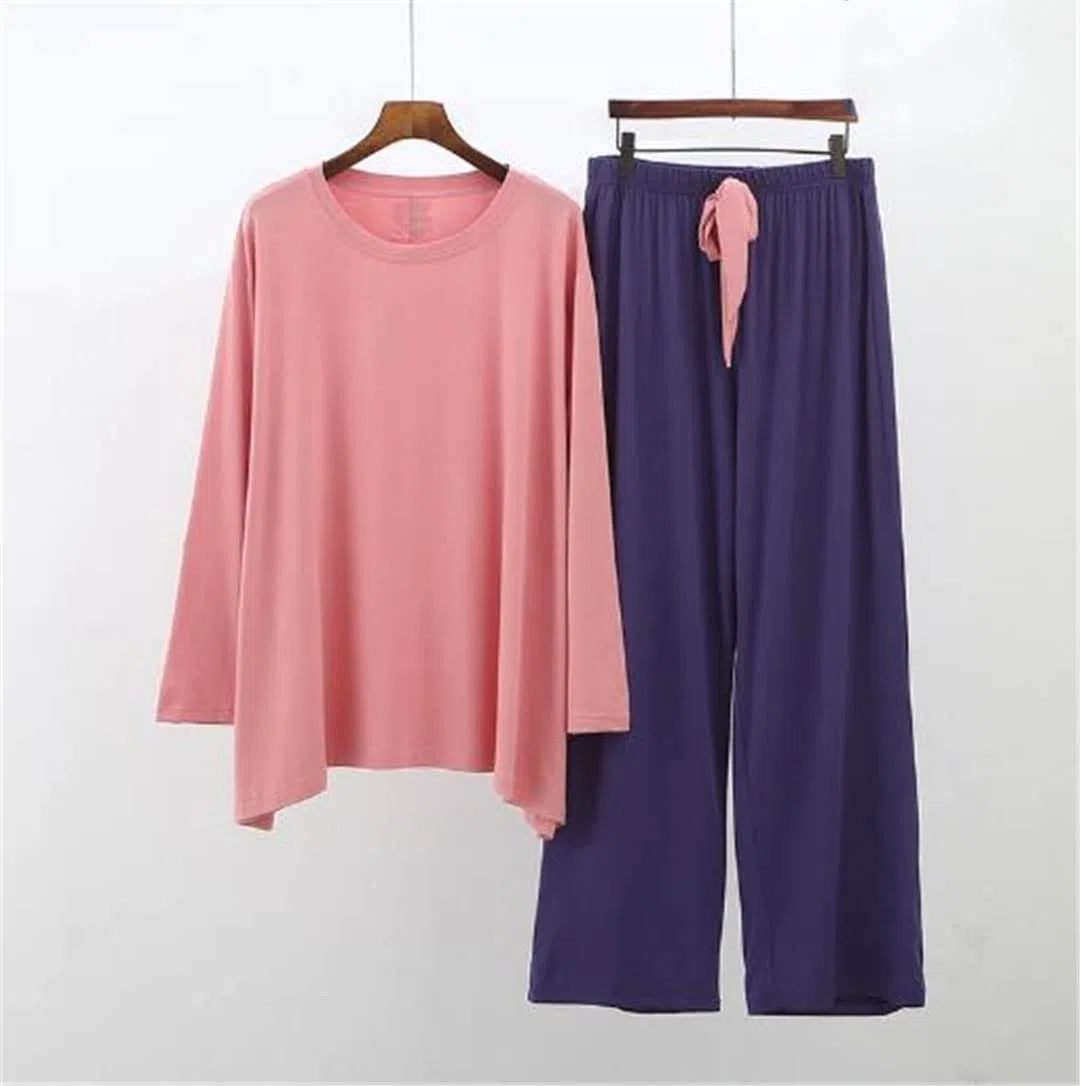 Conjunto de pijama de mujer de color de contraste de algodón cómodo para mujer, Imagen7, talla única