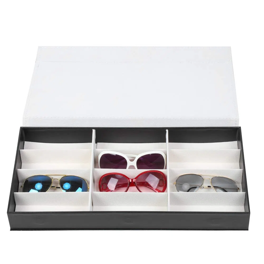zolyet Organizador de 12 rejillas, tablero de densidad de poliuretano, para gafas de sol, caja de almacenamiento para joyas