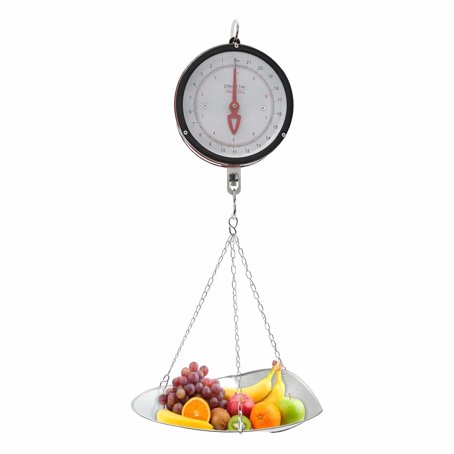 10-20kg Balanza Mecánica Colgante De Doble Cara con Cadena Y Bandeja para Cucharones Balanza De Peso con Muelle para Granja, Cocina Alimentos Y Productos AgrícolasSilver,10kg