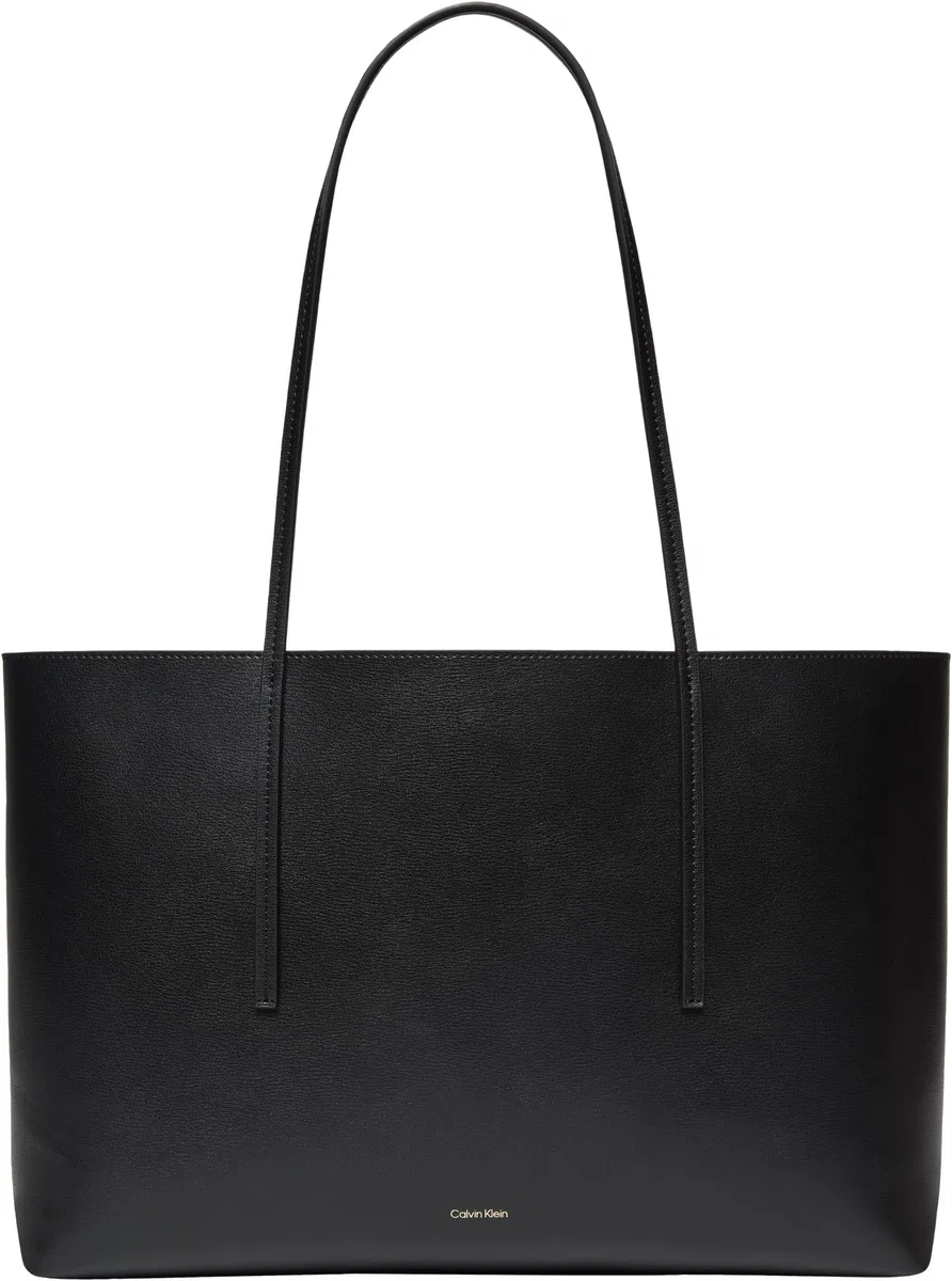 Calvin Klein Bolso Tote Mujer Foil Logo con bolsa extraíble, Negro (Black/Toasted Coconut), Talla Única