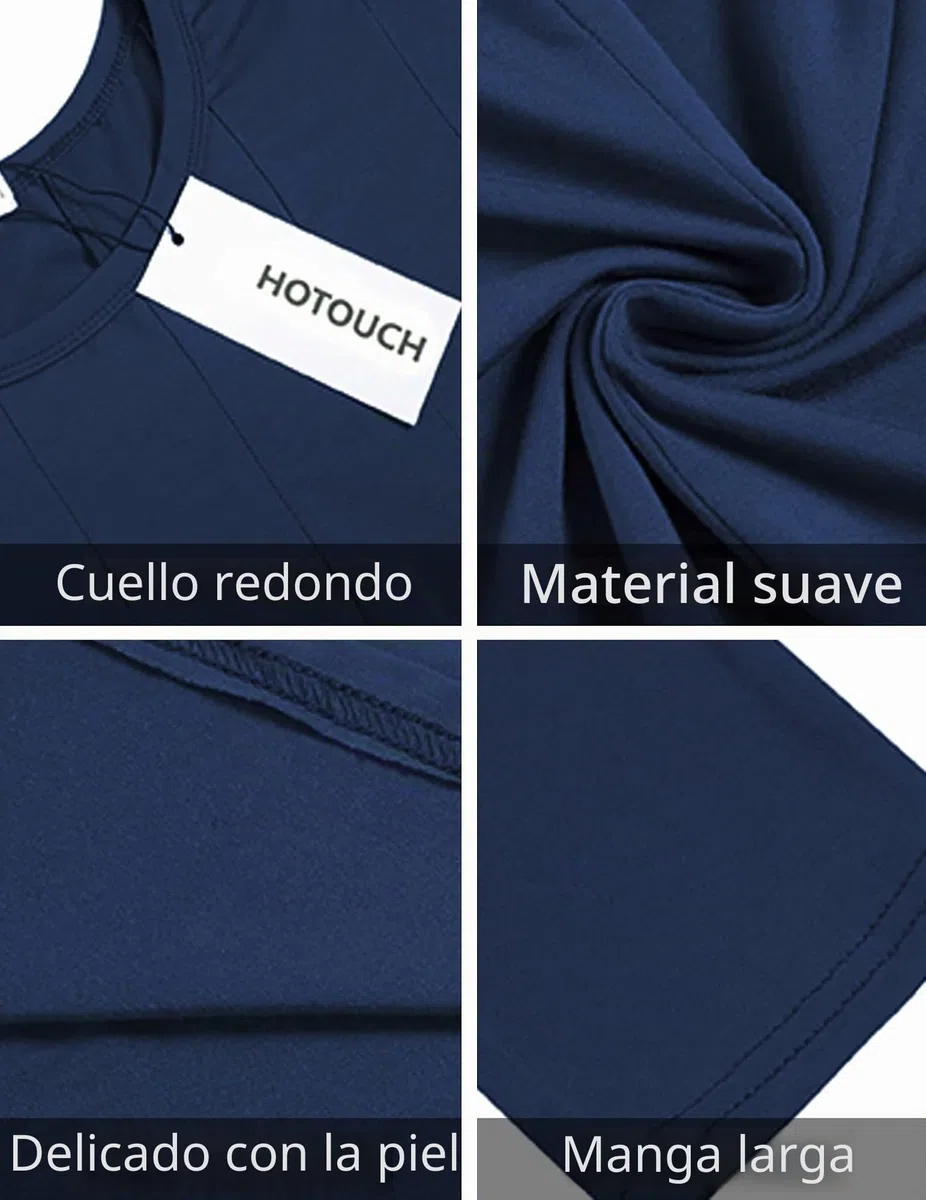 Hotouch Dress Women Elegant Casual Dresses 3/4 Sleeve A Line Mididress Classic Round Neck Tunic with Pockets