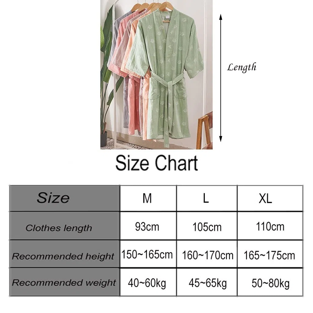 MTFBQ Albornoces Femeninos Finos Cortos Hilo De Algodón De Doble Capa Gasa Yukata Ropa De Dormir Esponjosa para Hombres Y Mujeres Parejas Primavera Y Otoño Pijamas Absorbentes De Secado Rápido