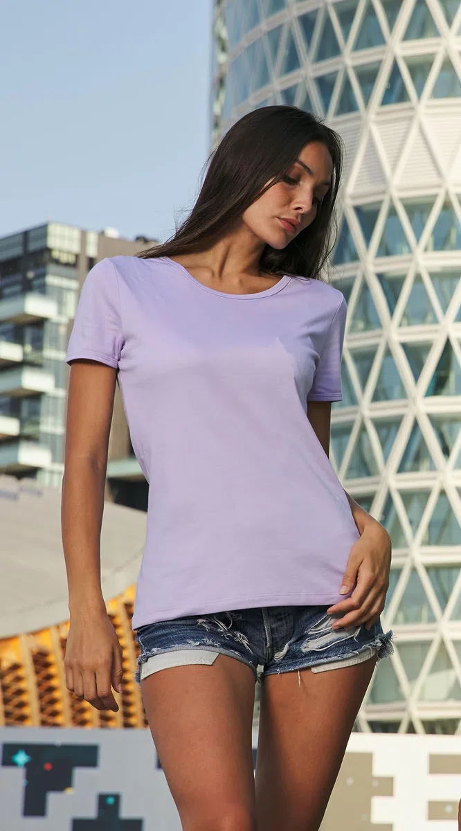 Camiseta de Mujer de Manga Corta – Algodón Pima Superior de Lujo – Producción Italiana – 5 Largos Diferentes