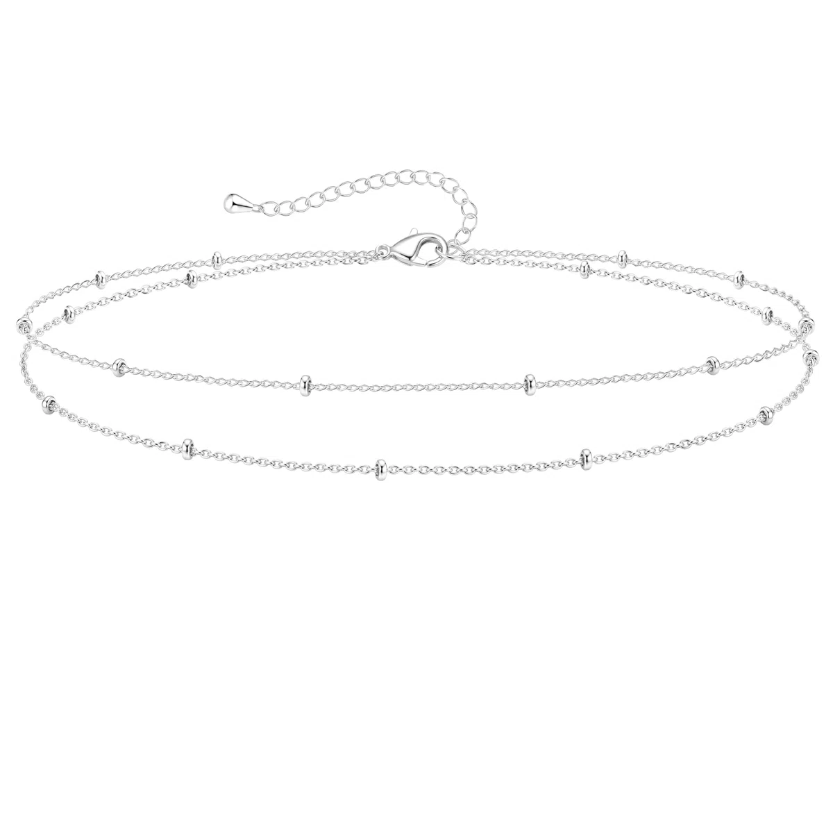 Poxtex Tobilleras de plata de ley para mujer, impermeables, chapadas en plata 925, circonita cúbica y dije de corazón, tobilleras de capa delicada para mujer, modernas, simples, juego de tobilleras de