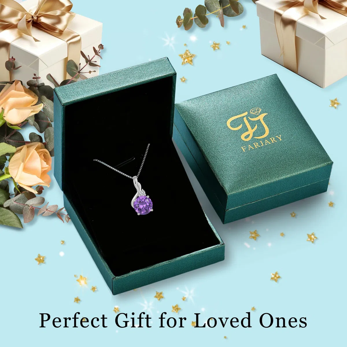 FJ Collar para Mujer Plata de Ley 925 Colgante Piedra de Nacimiento Joyas Regalos para Mujer Esposa Mamá