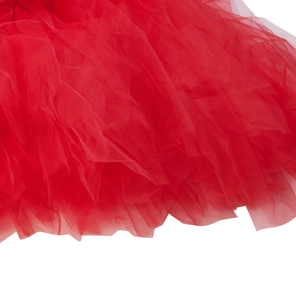 Falda larga tutú de cintura alta con capas de tul maxi faldas hinchadas hasta el suelo, boda, fiesta, con cinturón Bowknot, rosso, Talla única