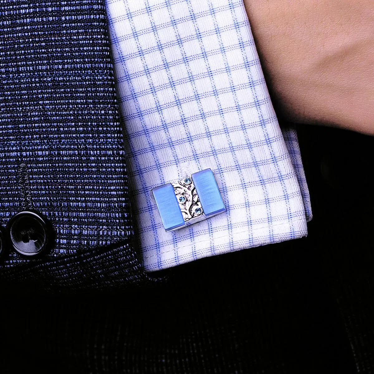 Gemelos de Camisa de joyería para Hombre diseñador Marca Blue Cuff Link Boda Masculina Lujo Botón Masculino Invitados