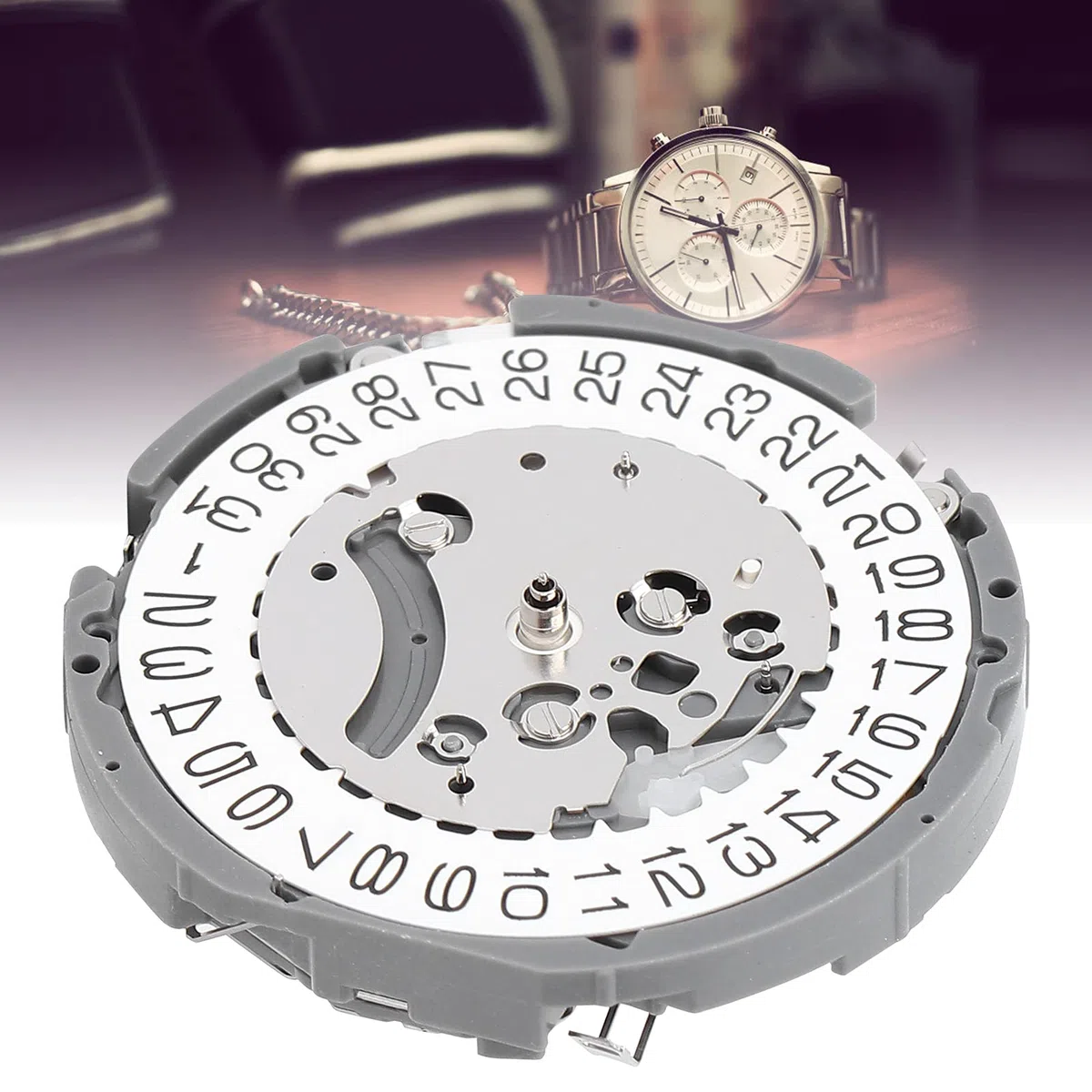 AMONIDA Pieza de Reparación de Cuarzo de Repuesto de Movimiento de Reloj VK63 con Batería para Entusiastas de la Reparación de Relojes Diseño de Aleación Duradera