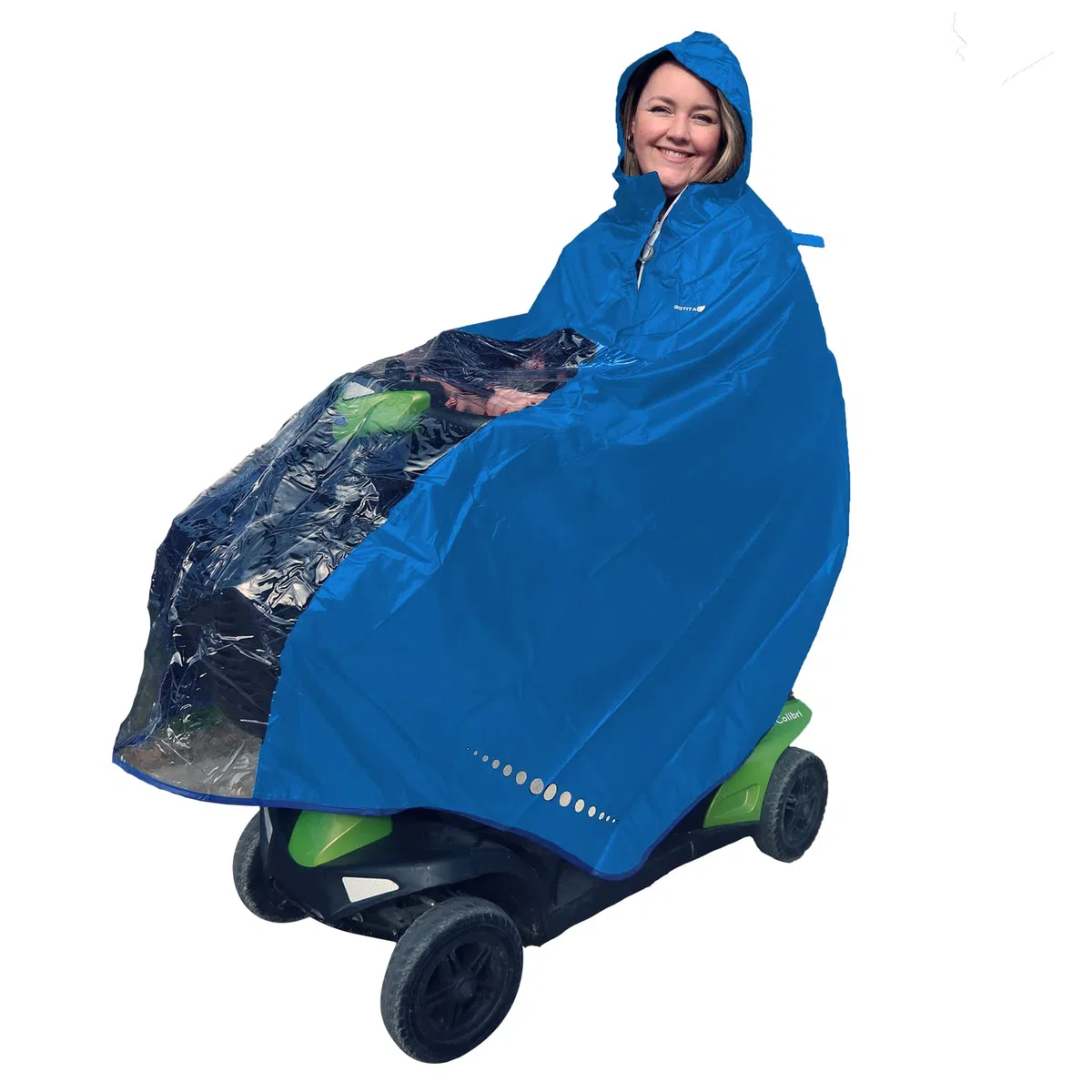 Poncho impermeable para silla de ruedas eléctrica/scooter - chubasquero para silla de ruedas eléctrica - diseño italiano - Talla Eléctrica/Scooter L (Azul Claro)