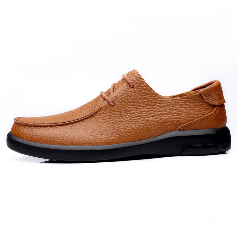 Zapatos de vestir para hombre, mocasines de piel auténtica, cómodos, informales, de negocios, zapatos planos, Brown, 39 1/3 EU