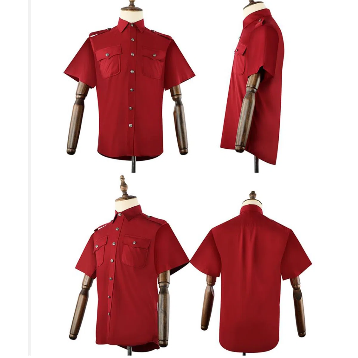 Camisa de trabajo clásica unisex con mangas cortas/largas, cuello de solapa, botones, uniforme de seguridad, blusa con bolsillos con solapa, camisa de oficina