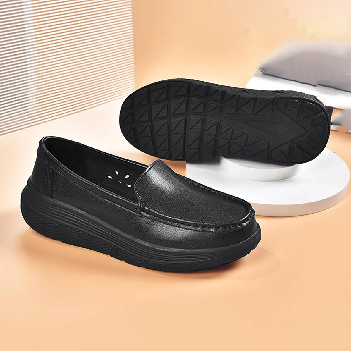 Zapatos ortopédicos de trabajo para enfermera, cómodos y transpirables, antideslizantes, para enfermería, restaurante, trabajo, piel, para caminar