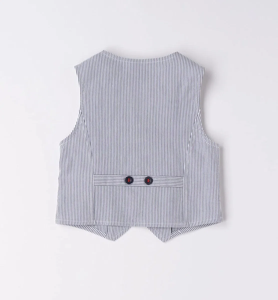 IDO Conjunto de bautizo ceremonia para recién nacido 12 meses - 74 cm con chaleco camisa y pantalón blanco a rayas azules, Color blanco., 12 meses