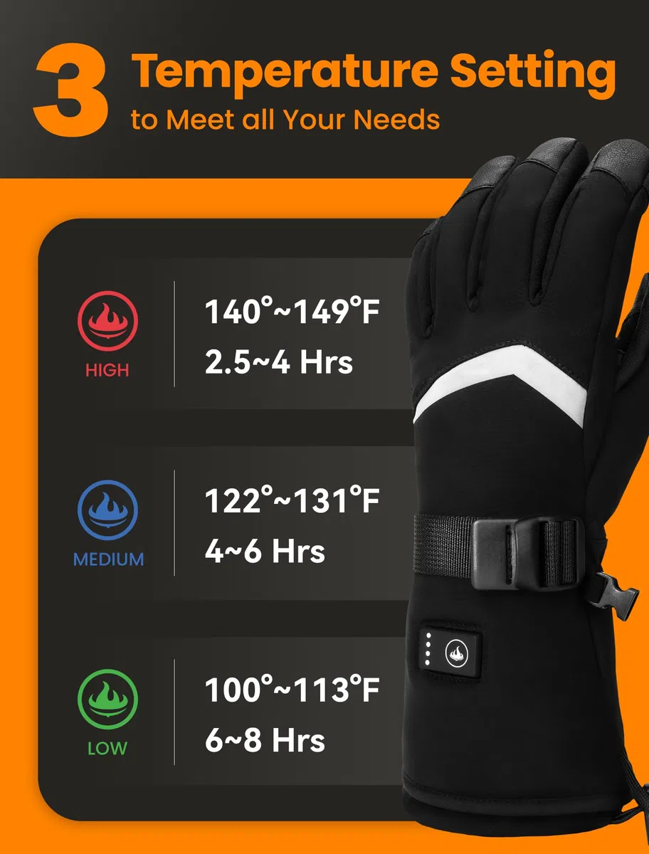 Guantes calefactables para hombre y mujer, guantes calefactables recargables con pantalla táctil, guantes de invierno para esquí, senderismo, camping, caza, pesca, ciclismo