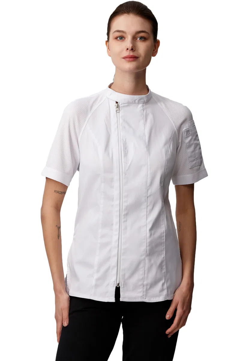 Chaqueta de cocina para chef (manga corta, transpirable, 28151W)