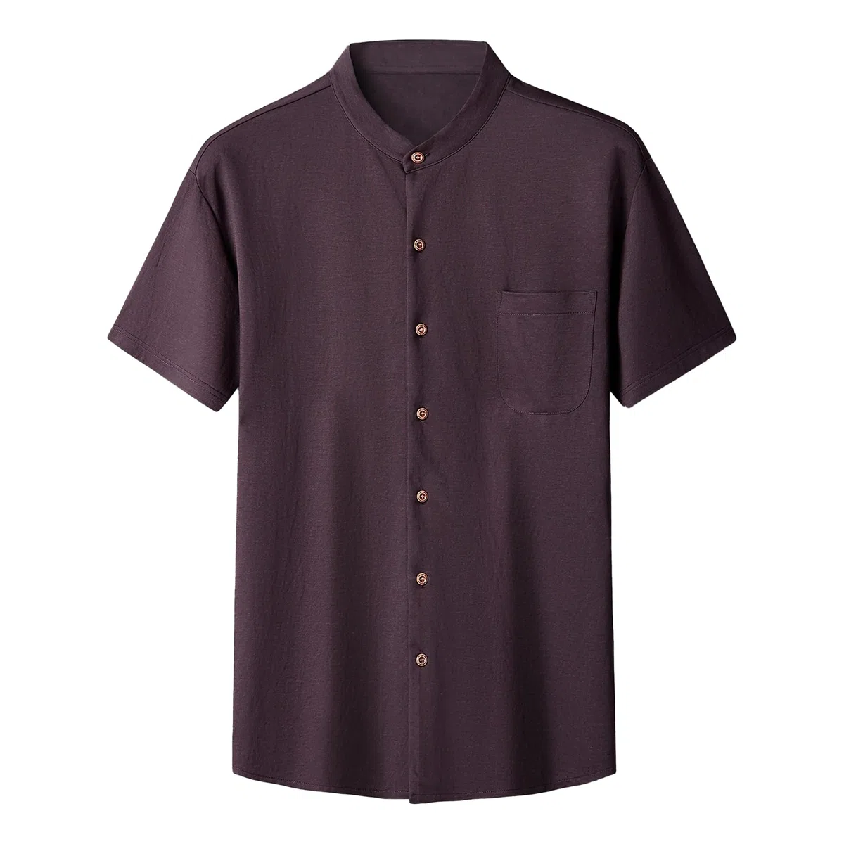 Camisa formal de manga corta con botones para hombre, para uso diario, casual, ajuste regular, texturizada, para verano, cuello alto, camiseta fina