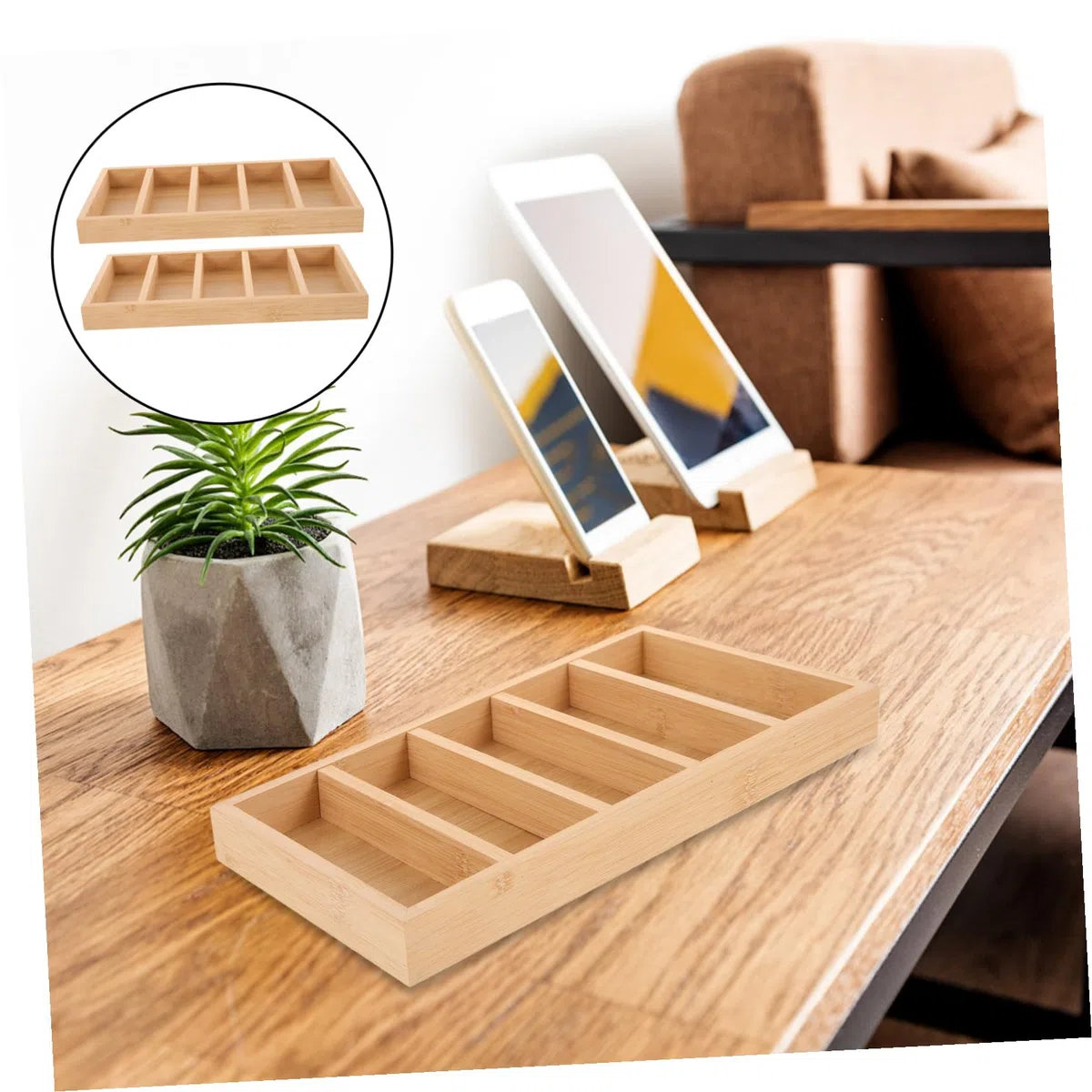 Ipetboom Organizador de Gafas de 2 Piezas 5 Compartimentos de Madera | Bandeja Khaki para Exhibición y Selección, Vitrina para Gafas de Sol en Tienda, Fiesta Verano